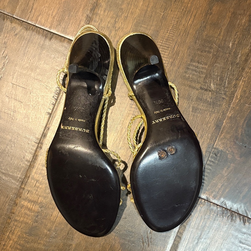 Burberry Gold Strappy Heels - Picture 3 of 3